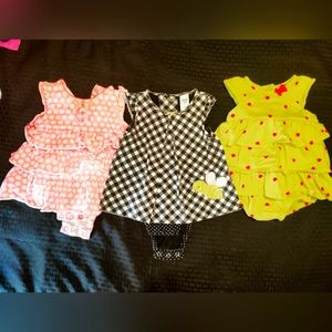 3 baby dress onesies, size 6m